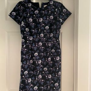 Loft navy floral dress with pockets